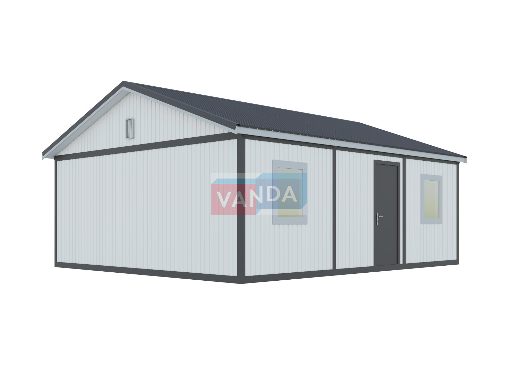 Модульная бытовка с двухскатной крышей 7.2x6.0